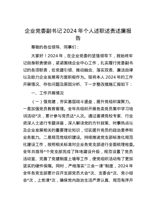 企业X委副书记2024年个人述职述责述廉报告.docx