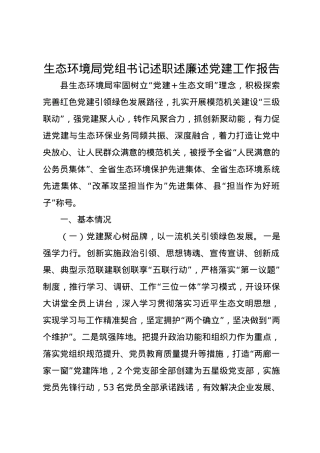 生态环境局党组书记2024年述职述廉述党建工作报告.docx