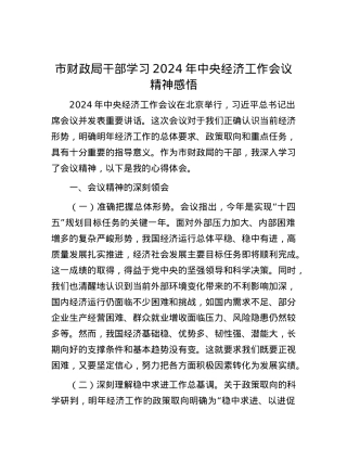 市财政局干部学习2024年中央经济工作会议精神感悟.docx