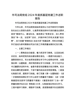 市司法局X组2024年度抓基层X建工作述职报告.docx