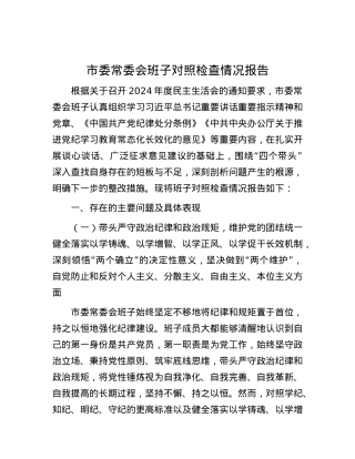 市委常委会班子对照检查情况报告.docx