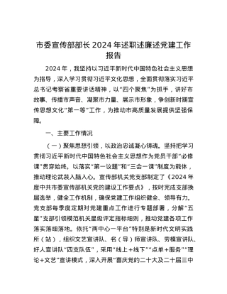 市委宣传部部长2024年述职述廉述X建工作报告.docx