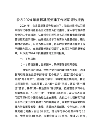 书记2024年度抓基层X建工作述职评议报告.docx