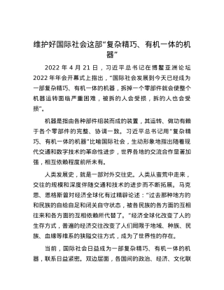 维护好国际社会这部“复杂精巧、有机一体的机器” (2).docx