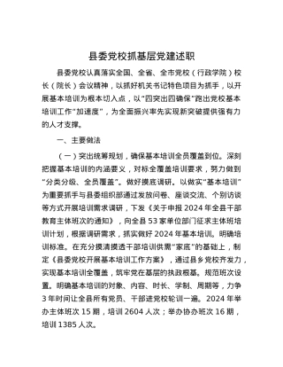 县委X校抓基层X建述职.docx