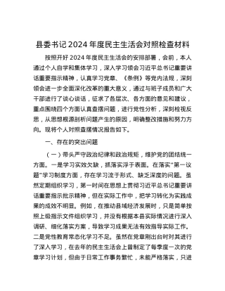 县委书记2024年度民主生活会对照检查材料 (2).docx