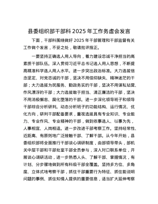 县委组织部干部科2025年工作务虚会发言.docx