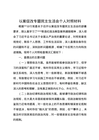 以案促改专题民主生活会个人对照材料.docx