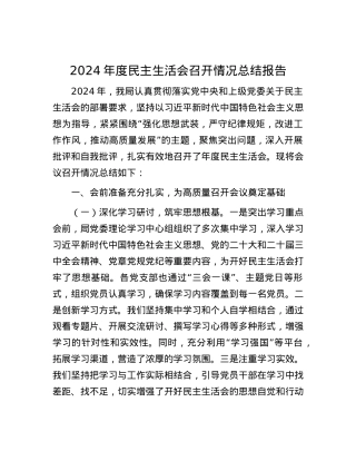 2024年度民主生活会召开情况总结报告.docx
