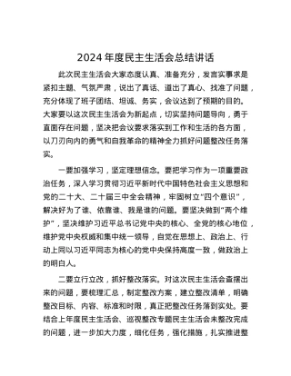 2024年度民主生活会总结讲话.docx