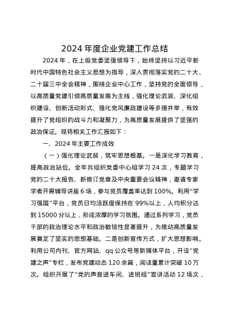 2024年度企业党建工作总结.docx