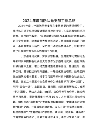 2024年度消防队党支部工作总结.docx