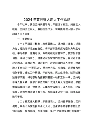 2024年某县选人用人工作总结.docx