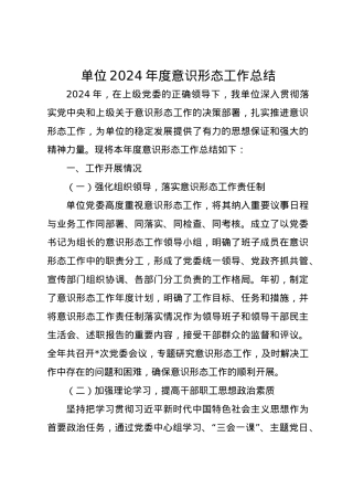 单位2024年度意识形态工作总结.docx