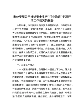市公安局关于推进安全生产“打非治违”专项行动工作情况的报告.docx
