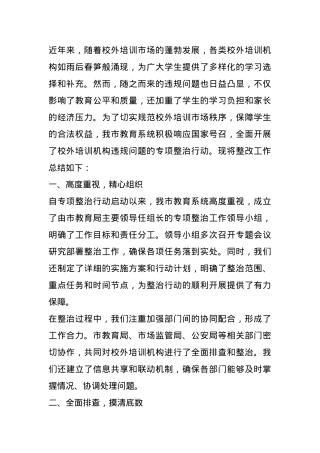 市教育系统校外培训机构违规问题整改工作总结.docx