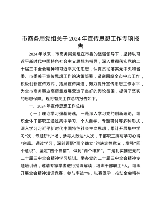 市商务局X组关于2024年宣传思想工作专项报告.docx