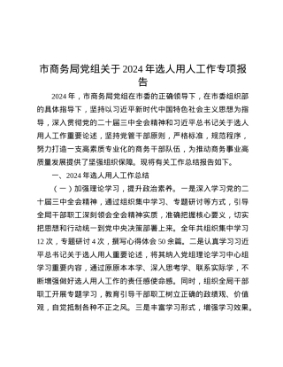 市商务局X组关于2024年选人用人工作专项报告.docx