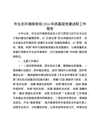 市生态环境局X组2024年抓基层X建述职工作报告.docx
