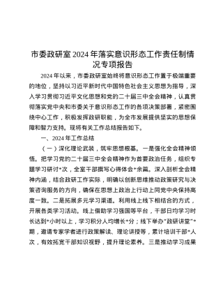 市委政研室2024年落实意识形态工作责任制情况专项报告.docx