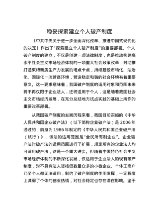 稳妥探索建立个人破产制度.docx