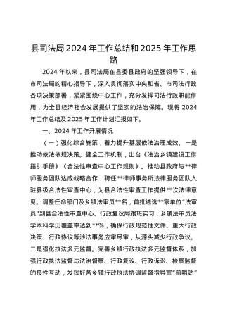 县司法局2024年工作总结和2025年工作思路.docx