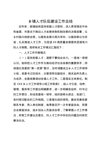 乡镇人才队伍建设工作总结.docx