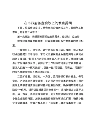 在市政府务虚会议上的发言提纲.docx