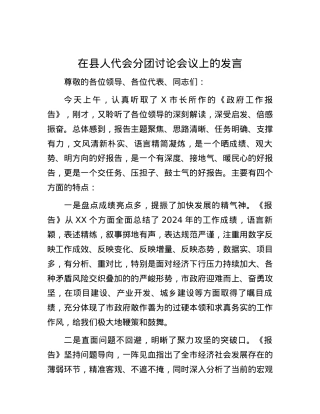 在县人代会分团讨论会议上的发言.docx