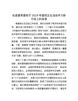 在县委常委班子2024年度民主生活会学习研讨会上的发言.docx