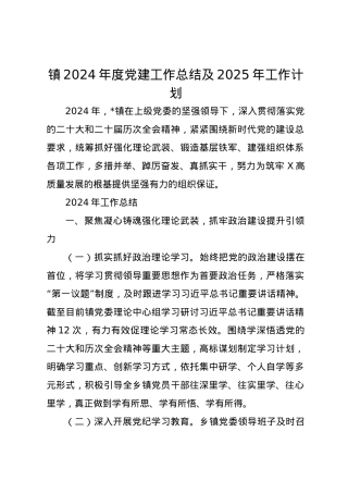 镇2024年度党建工作总结及2025年工作计划.docx