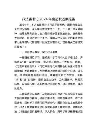 政法委书记2024年度述职述廉报告.docx