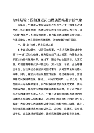 总结经验：四融互嵌拓出民族团结进步新气象.docx
