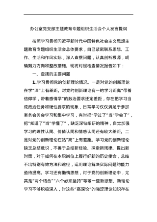 办公室党支部主题教育专题组织生活会个人发言提纲 (2).docx