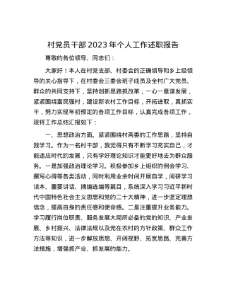 村党员干部2023年个人工作述职报告.docx