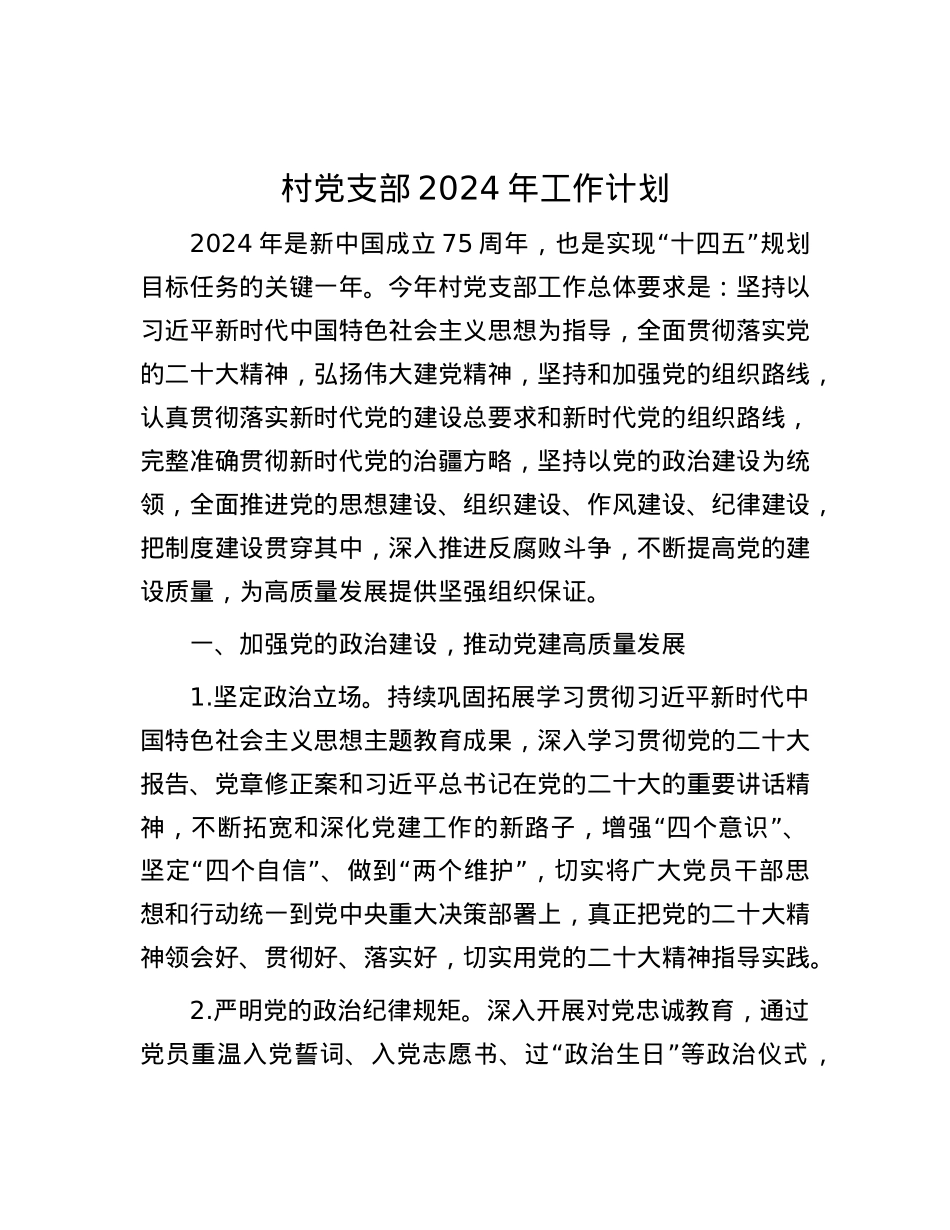 村党支部2024年工作计划.docx_第1页