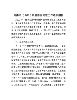 党委书记2023年度基层党建工作述职报告.docx