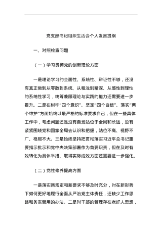 党支部书记组织生活会个人发言提纲.docx