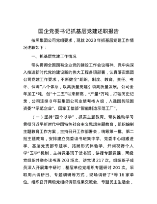 国企党委书记抓基层党建述职报告.docx