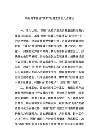 新形势下推进“两新”党建工作的几点建议.docx