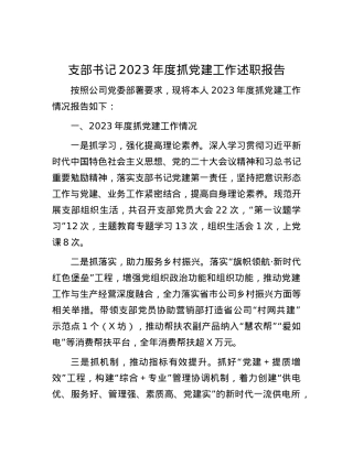 支部书记2023年度抓党建工作述职报告.docx