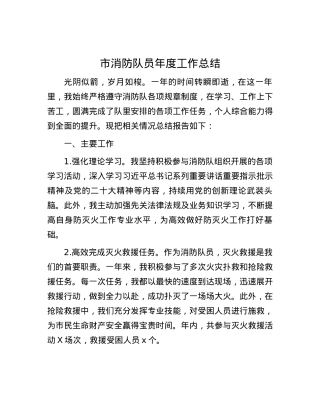 市消防队员年度工作总结.docx