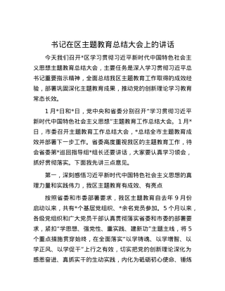 书记在区主题教育总结大会上的讲话.docx