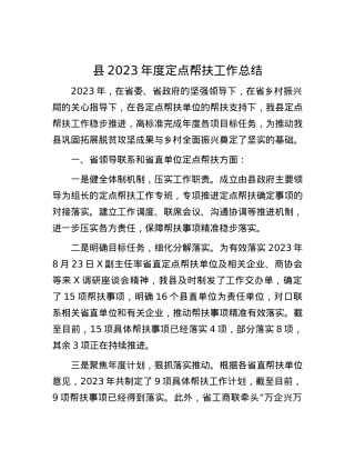 县2023年度定点帮扶工作总结.docx