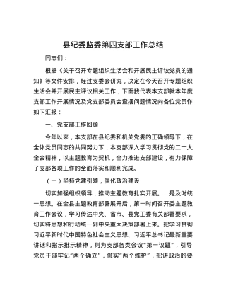 县纪委监委第四支部工作总结.docx