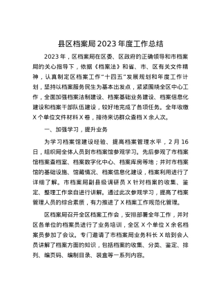 县区档案局2023年度工作总结.docx