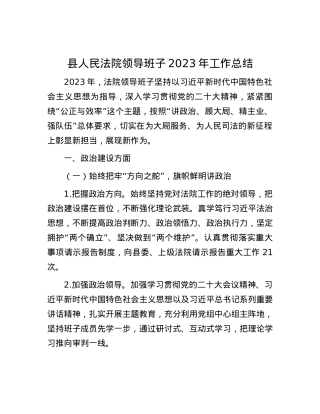 县人民法院领导班子2023年工作总结.docx