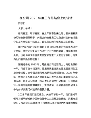 在公司2023年度工作总结会上的讲话.docx