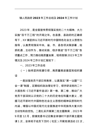 镇人民政府2023年工作总结及2024年工作计划.docx
