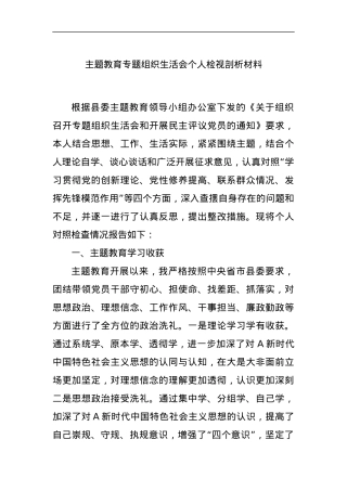 主题教育专题组织生活会个人检视剖析材料.docx